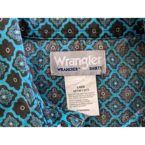 Women's Wrangler Wrancher Pearl Snap Long Sleeve Shirt size Large Western Pocket - Picture 6 of 7